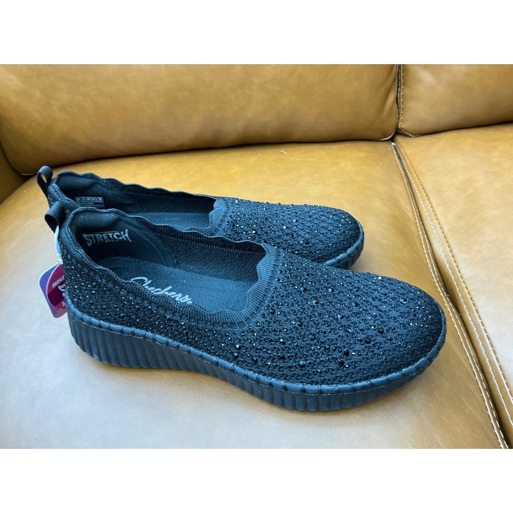 Skechers Wilshire Blvd Charmstr Slip-On Womens 8.5 Black Rhinestone